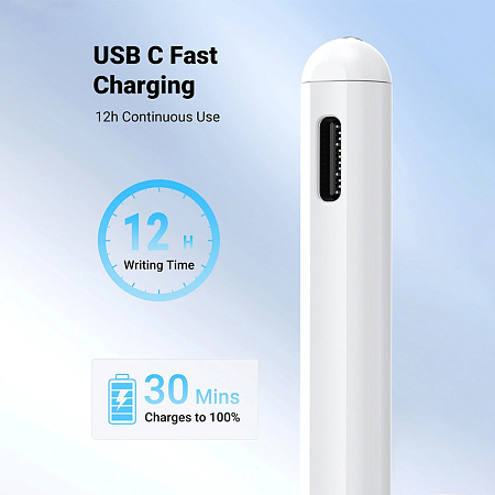 UGREEN Smart Stylus for iPad 2018-2025, Faster Charge Tilt Sensitivity, White