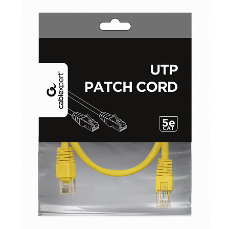  0.5m, Patch Cord  Yellow, PP12-0.5M/Y, Cat.5E, Cablexpert, molded strain relief 50u" plugs