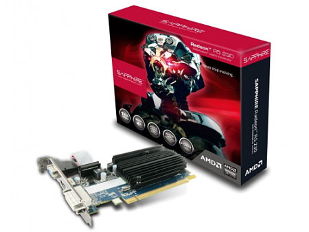 Sapphire Radeon R5 230 1GB DDR3 64bit 667/1250Mhz  DVI, HDMI, bulk, low profile,процессоры ,оперативная память, ssd, M2, hdd, кейсы