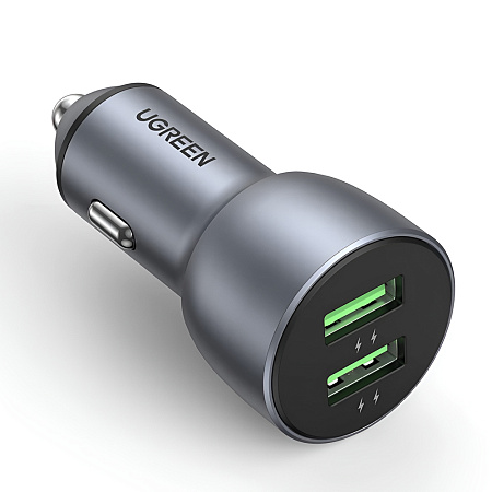 UGREEN Car Charger 2*USB-A Aluminum 3A 36W, Grey