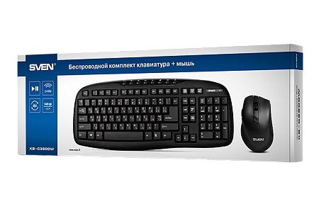 Клавиатура и мышь SVEN KB-C3600W, Беспроводное, Чёрный