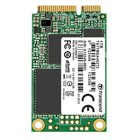 .mSATA SSD 1.0TB Transcend "TS1TMSA452T2" [R/W:560/520MB/s, 95K/85K IOPS, 1760TBW, 3M MTBF, 3DTLC]