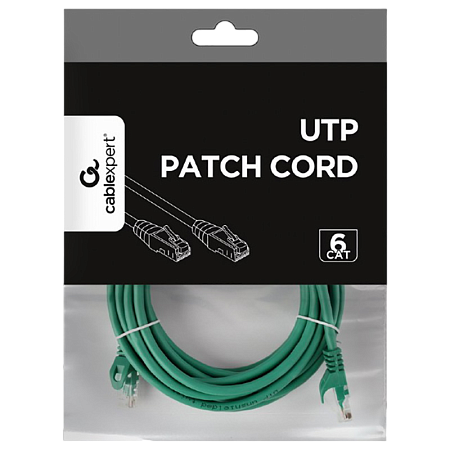 Patch Cord Cat.6U  5m, Green, PP6U-5M/G, Cablexpert, Stranded Unshielded 