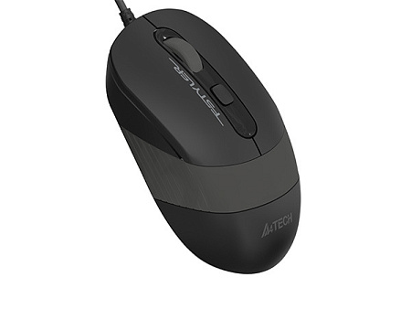 Mouse A4Tech FM10, 800-1600 dpi, 4 buttons, 108g, Ambidextrous, 4-Way Wheel, 1.5m, USB, Black/Grey