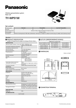 Panasonic TY-WPS1W Wireless presentation system set