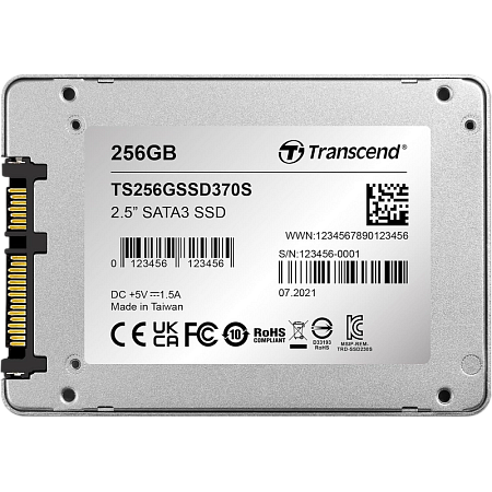 2.5" SATA SSD  256GB  Transcend "SSD370" [R/W:560/460MB/s, 70/70K IOPS, SM2246EN, NAND MLC]