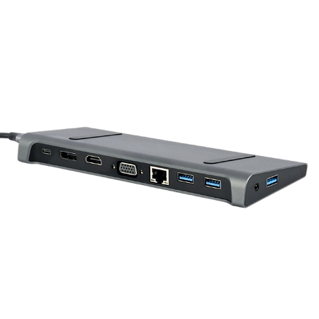 Docking Station Gembird A-CM-COMBO9-02, 3xUSB3.1, USB-C, HDMI, DP, VGA, LAN, 3.5mm, PD 87W, Metal ho