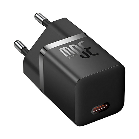 Baseus Wall Charger GaN5 Mini 1C 1*Type-C 30W, Black Baseus Wall Charger GaN5 Mini 1C 1*Type-C 30W, Black