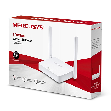 Wi-Fi N MERCUSYS Router, "MW301R", 300Mbps, 2x5dBi Antennas, 2xLAN Ports Wi-Fi N MERCUSYS Router, "MW301R", 300Mbps, 2x5dBi Antennas, 2xLAN Ports