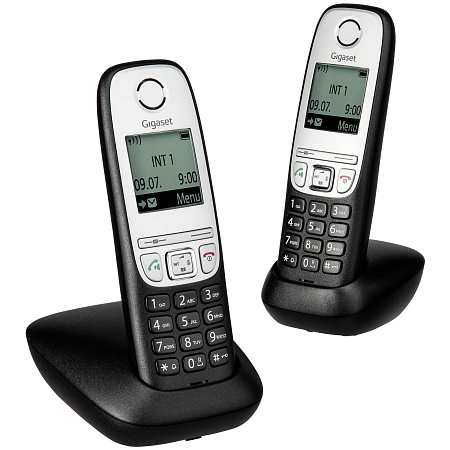 DECT/GAP Phone Gigaset A415 Black/Silver, Alphanumeric B/W illuminated TFT 1.8", AOH, Caller ID, Handsfree,Large numbers,illuminated keyboard,Standby , iphone, xiaomi, samsung, oppo, чехол, стекло