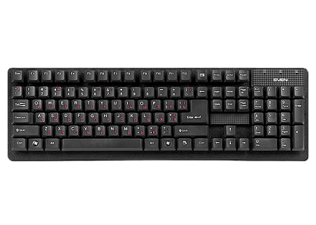 Keyboard SVEN Standard 301, Classic layout, Splash proof, Calculator key, 1.5m, USB, EN/RU, Black