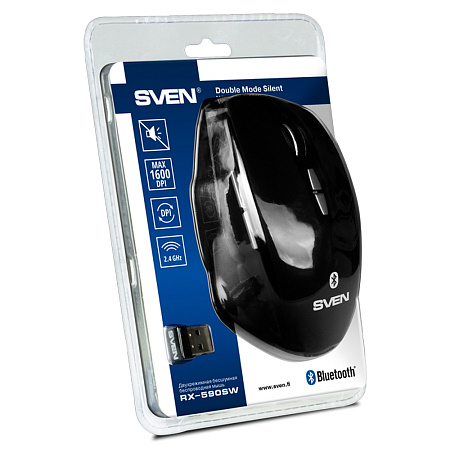 Wireless Mouse SVEN RX-590SW, 800-1600 dpi, 7 buttons, Ergonomic, Silent, Soft-touch, 95g., 400 mAh,