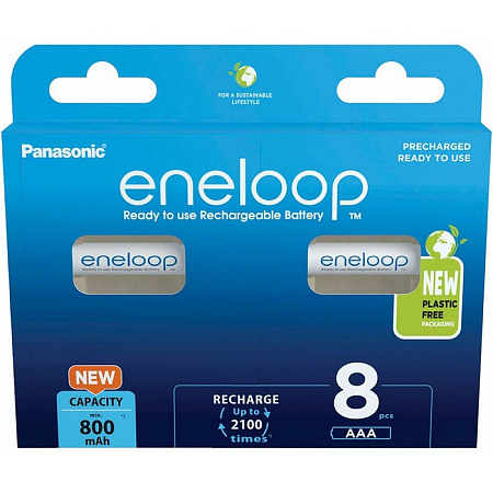  AAA  Eneloop 800mAh, Blister*8, Panasonic, BK-4MCDE/8BE