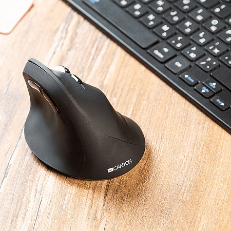 Wireless Mouse Canyon MW-16, Vertical, Optical, 800-1600dpi, 6 buttons, Ergonomic, 1xAA, Black