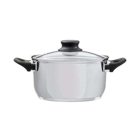 Domotti, Pot With Lid, Lima, 20 Cm, 3.6 L Stainless Steel, Tempered Glass