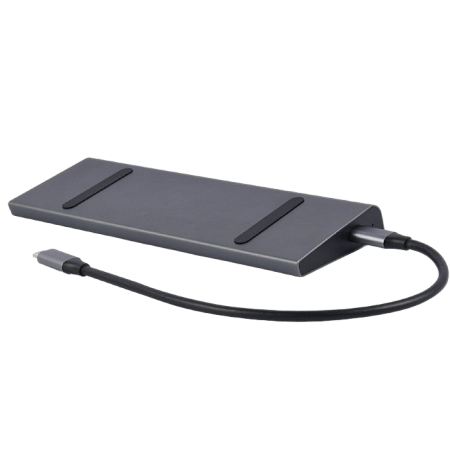 Docking Station Gembird A-CM-COMBO9-02, 3xUSB3.1, USB-C, HDMI, DP, VGA, LAN, 3.5mm, PD 87W, Metal ho