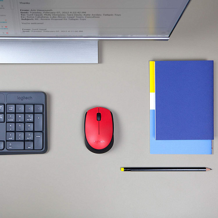 Wireless Mouse Logitech M171, 1000 dpi, 3 buttons, Ambidextrous, 69,3g., 1xAA, 2.4Ghz, Red