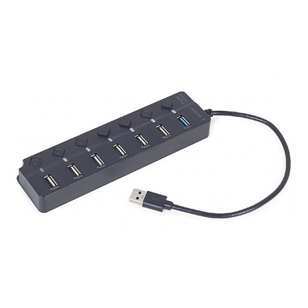 USB 2.0 Hub 7-port with switches, Gembird "UHB-U3P1U2P6P-01", Black