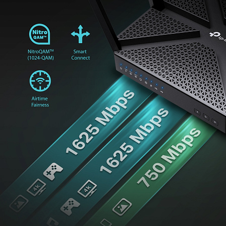 Wi-Fi AC Tri-Band TP-LINK Router, "Archer C4000", 4000Mbps, MU-MIMO, Gbit Ports, USB3.0, USB2.0