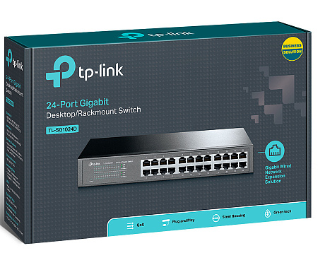Сетевой коммутатор TP-LINK TL-SG1024D, 24x 10/100/1000 Мбит/с Сетевой коммутатор TP-LINK TL-SG1024D, 24x 10/100/1000 Мбит/с