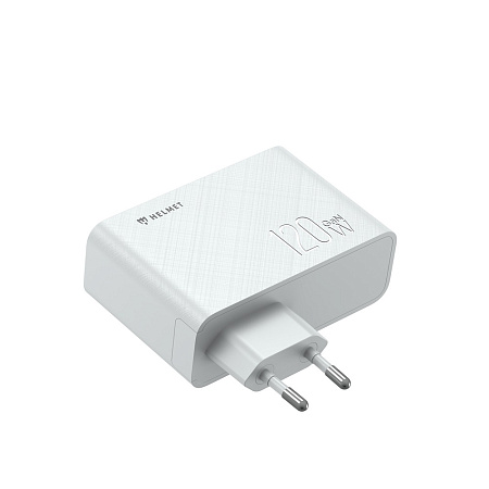 Helmet Wall Charger GaN 1*USB-A+2*Type-C 120W 6A, White Helmet Wall Charger GaN 1*USB-A+2*Type-C 120W 6A, White