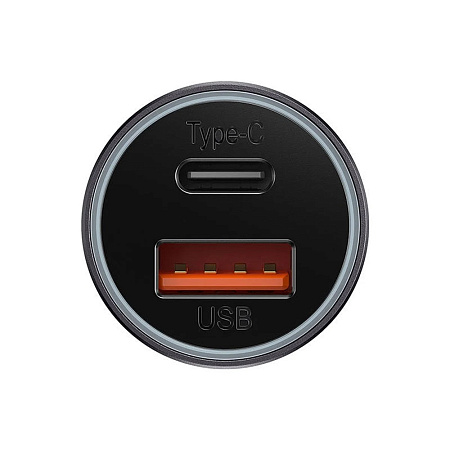 Baseus Car Charger Golden Contactor Max 1*USB-A+1*Type-C 60W, Grey
