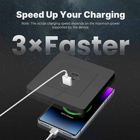 Moes Star Ring Socket 30W GAN 3 Ports (2*Type C+1*USB-A), Grey