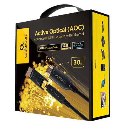 Cable HDMI to HDMI D&A Active Optical 30.0m Cablexpert, 4K UHD at 60Hz, CCBP-HDMID-AOC-30M