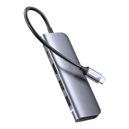 UGREEN Docking Station 6in1 USB-C to 1*HDMI 4K@30Hz + 2*USB-A 3.0 + 1*SD + 1*TF + PD 100W | CM195, Gray