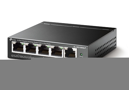 .5-port Gigabit Switch TP-LINK "TL-SG1005LP", with 4-Port PoE, steel case, 40W Budget, Autorecovery