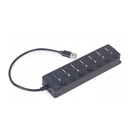 USB 2.0 Hub 7-port with switches, Gembird "UHB-U3P1U2P6P-01", Black