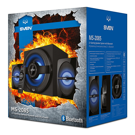 Speakers SVEN "MS-2085" SD-card, USB, FM, remote control, Bluetooth, Black, 60w/30w + 2x15w/2.1 Speakers SVEN "MS-2085" SD-card, USB, FM, remote control, Bluetooth, Black, 60w/30w + 2x15w/2.1