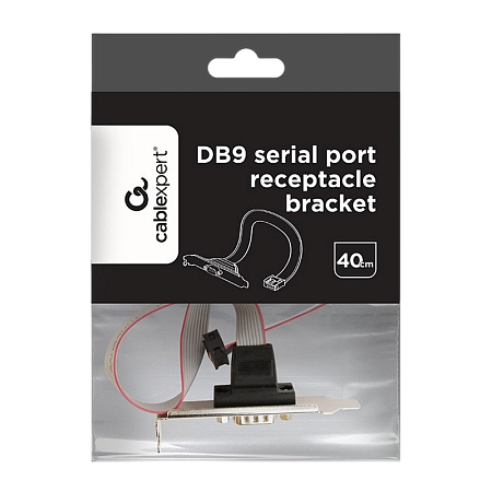 CableExpert CC-DB9ML-01, DB9 COM port receptacle on low-profile bracket, 40 cm flat cable