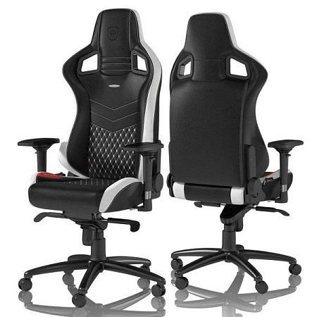 Gaming Chair Noble Epic NBL-RL-EPC Black/Red/White Real Leather,  Max load 120kg / height 165-180cm