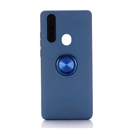 Helmet Case with Ring Liquid Silicone Samsung A30, Blue