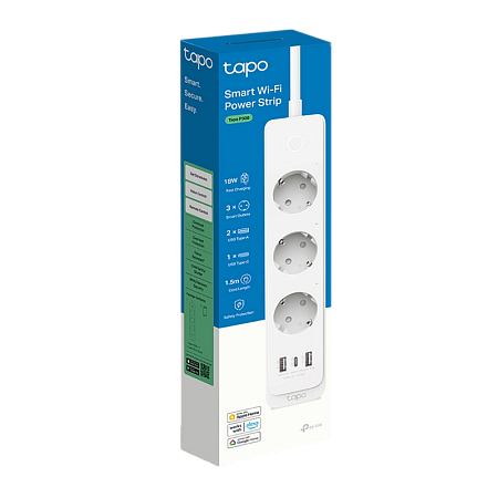 TP-LINK "Tapo P300" Wi-Fi Smart Power Strip, 3xSockets, 2xUSB with QC 3.0, USB-C 18W