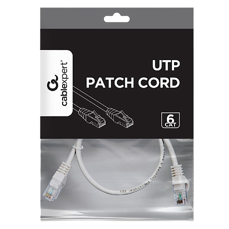 Patch Cord Cat.6U  0.5m, Grey, PP6U-0.5M, Cablexpert, Stranded Unshielded