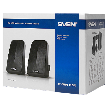 Speakers SVEN "380" Black, 5w, USB power / DC 5V Speakers SVEN "380" Black, 5w, USB power / DC 5V