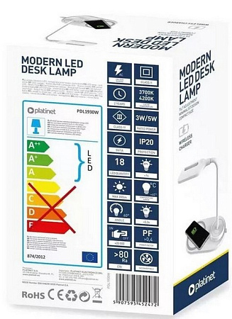 Platinet Desk Lamp Wirless Charger 5W White [45247]