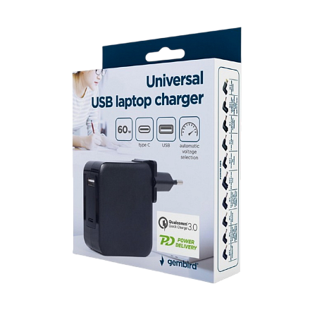 Gembird, NP main  60W universal notebook power adaptor NPA-PD60-01