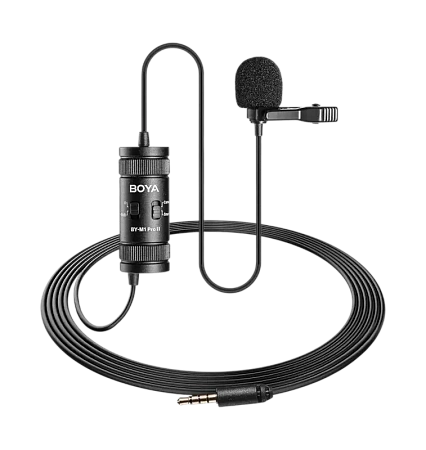 Портативный записывающий микрофон Boya BY-M1 Pro II, Проводной аналоговый, Черный