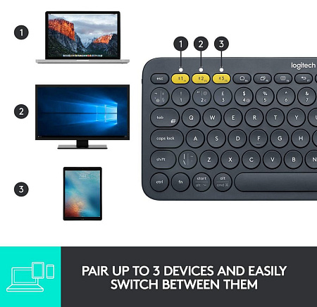 Клавиатура Logitech K380, Беспроводное, Чёрный Клавиатура Logitech K380, Беспроводное, Чёрный