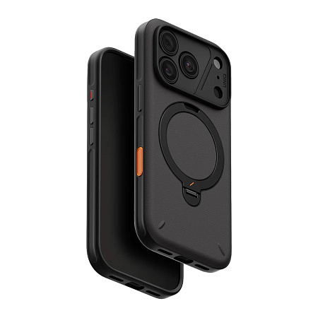 Uniq Case for iPhone 18 Pro 6.3 Hybrid Elix With 360 Rotating KickStand, Charcoal Grey