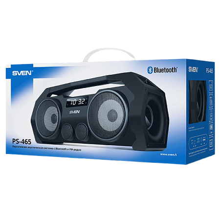 Speakers SVEN "PS-465" 18w, Black, Bluetooth, microSD, FM, AUX, USB, power:1800mA, USB, DC5V