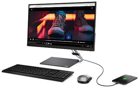 23.8" LENOVO Q24h-10, Black, IPS 2560x1440, 75Hz, FreeSync ,4ms, 300cd,3M:1,HDMI+DP+USB+TypeC, Spkrs