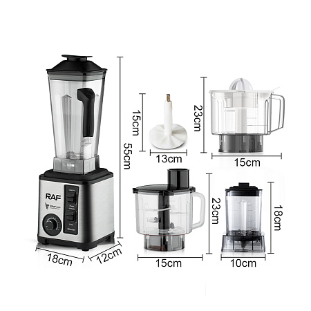 Raf Blender Set 5in1 R.2880, 3L, 2600W, Grey