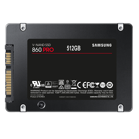 2.5" SATA SSD  512GB Samsung 860 PRO "MZ-76P512BW" [R/W:560/530MB/s, 100K IOPS, MJX, VNAND 2bit MLC]