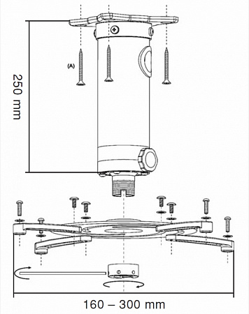 Ceiling Mount Sopar "Superia" Universal Silver, 220mm, max.load 15kg
