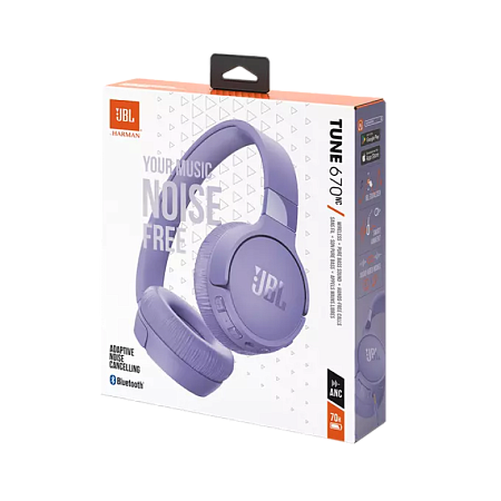 Headphones  Bluetooth  JBL T670NC, Purple, On-ear, Adaptive Noise Cancelling with Smart Ambient