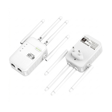 BAVIN Wi-Fi Signal Booster 1200Mbps, Dual Band (2.4G + 5G), 4 External Antennas, AP/Repeater Mode, White